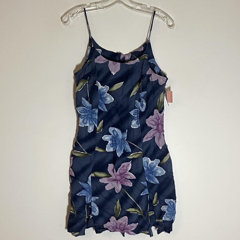 Vintage Especially Yours Dress Womens 9/10 Navy Floral Rayon Slip Lined 90s‎
